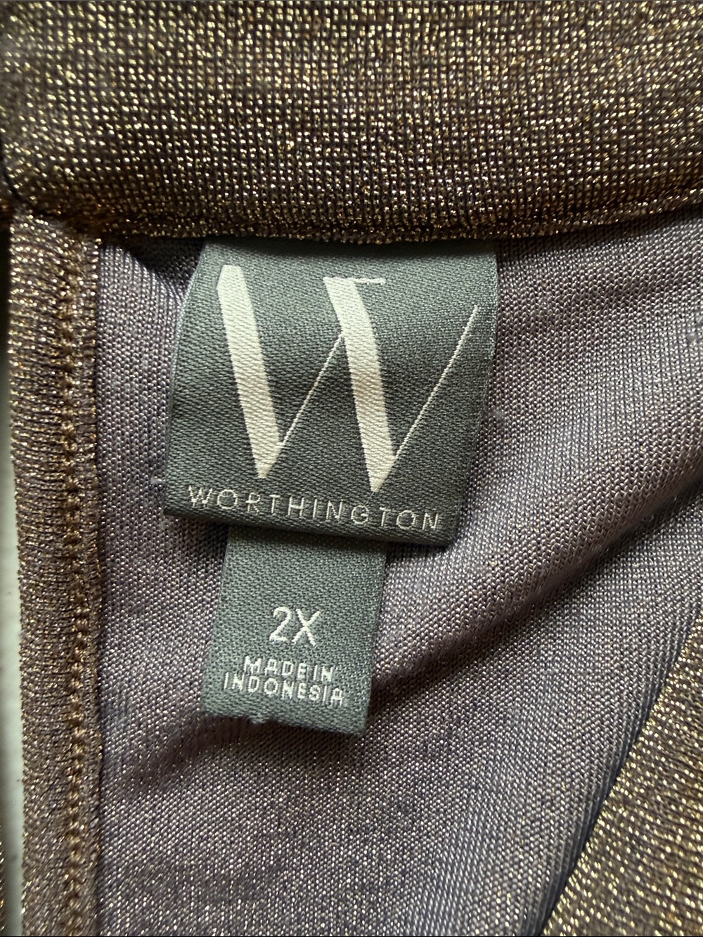 Worthington Metallic Bronze Cowl Neck Sleeveless Top nylon spandex blend size 2X - Picture 9 of 11